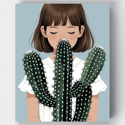Girl with Cactus - Paint by Numbers Kit