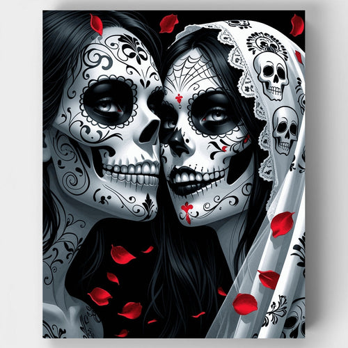 Day of the Dead Sugar Skull Couple - Paint by Numbers Kit