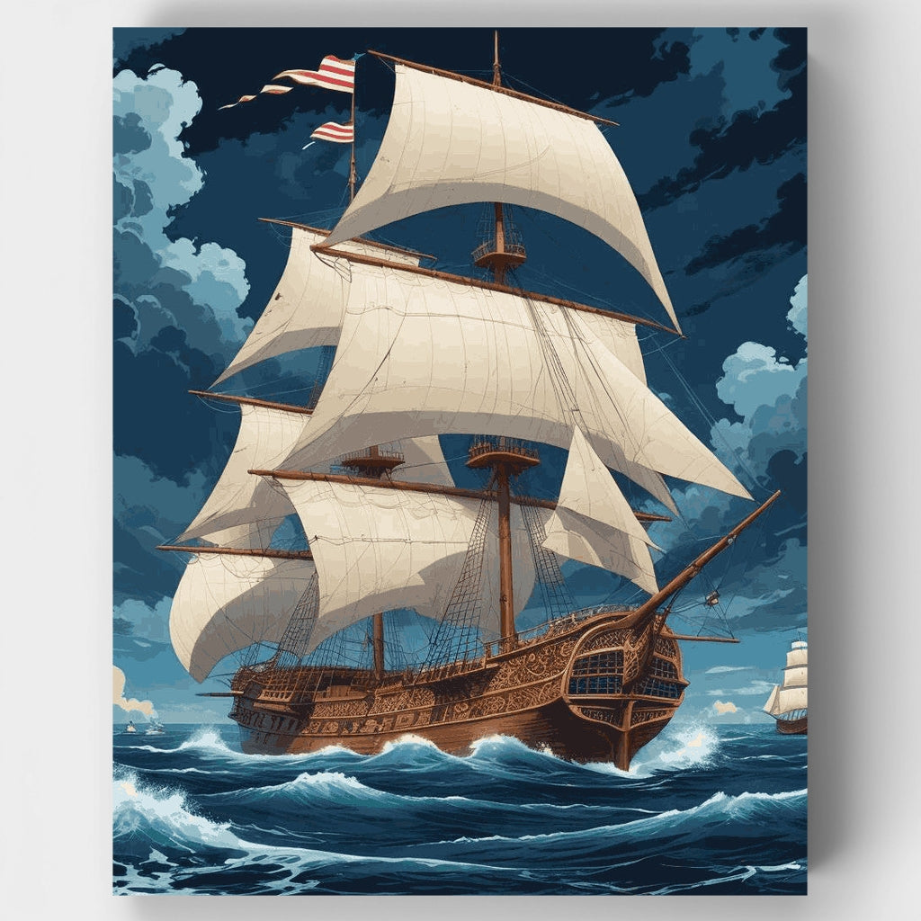Galeón naval histórico - Kit de pintura por números — Estándar