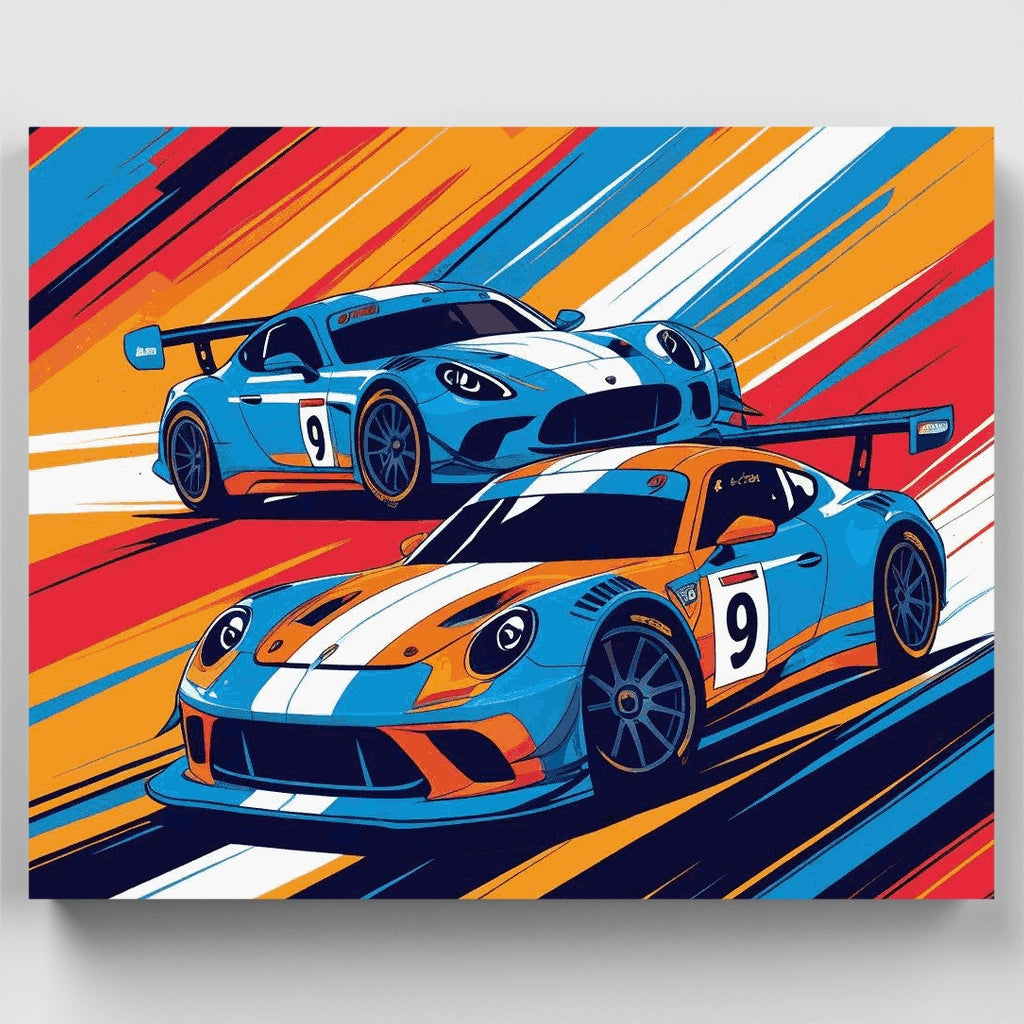 Coches deportivos de carreras - Kit de pintura por números — Estándar