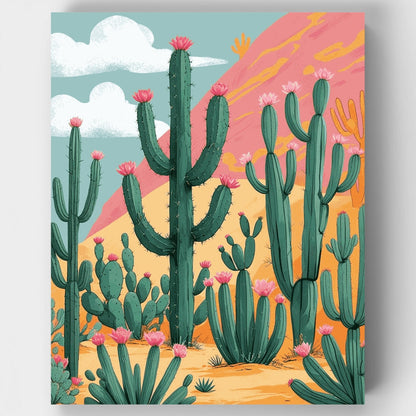 Desert Cactus Garden Sunset - Paint by Numbers Kit