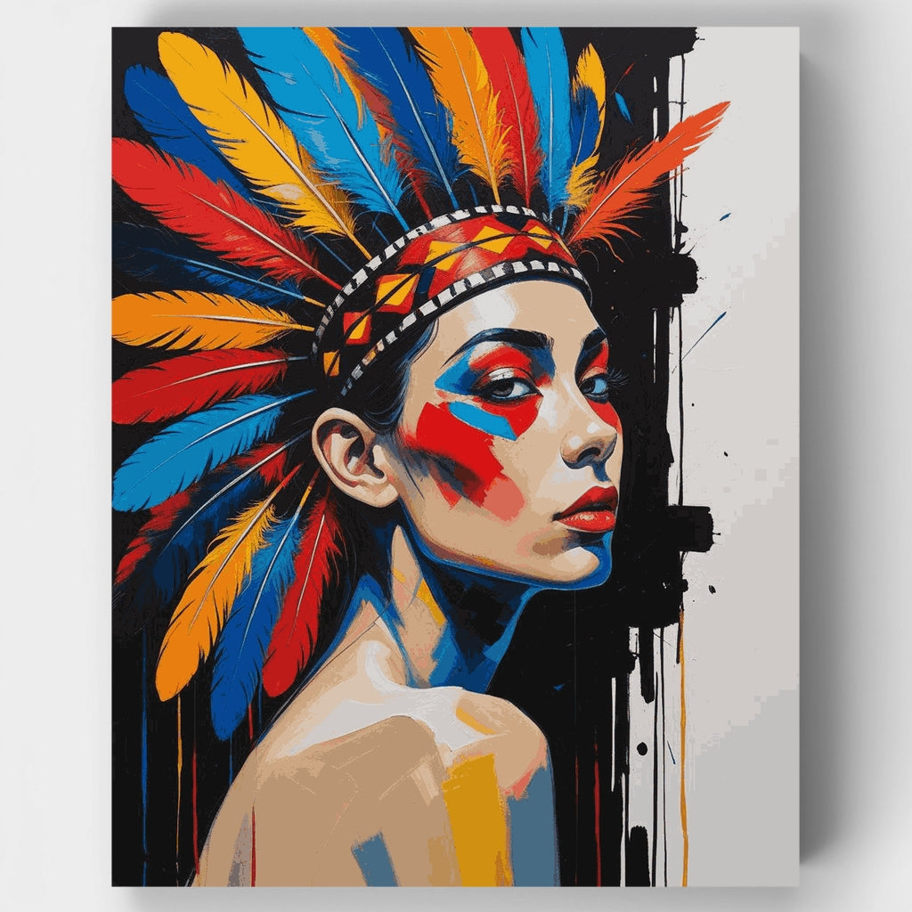 Retrato de guerrero nativo americano - Kit de pintura por números — Estándar