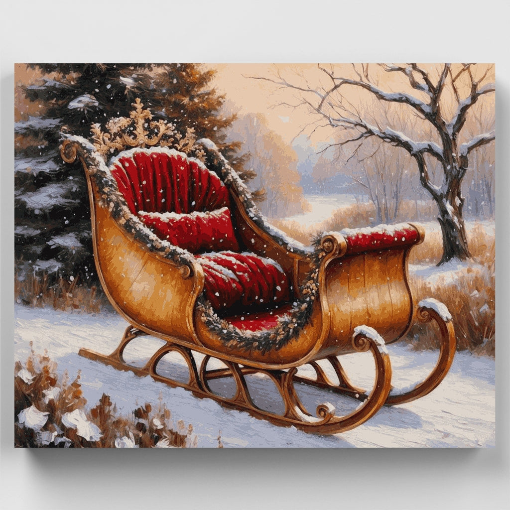 Trineo en un paisaje invernal - Kit de pintura por números — Estándar