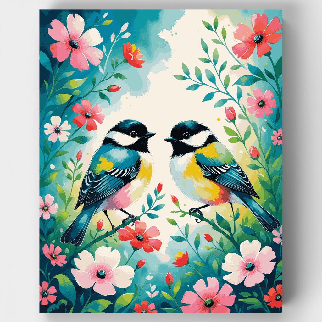 Aves y flores de primavera - Kit de pintura por números — Estándar
