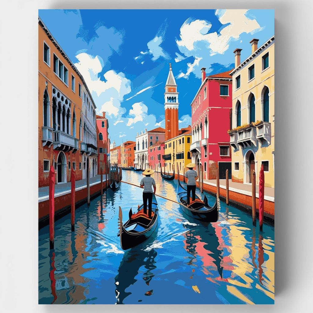 Kit de pintura por números - Escena de góndola en los canales de Venecia — Estándar
