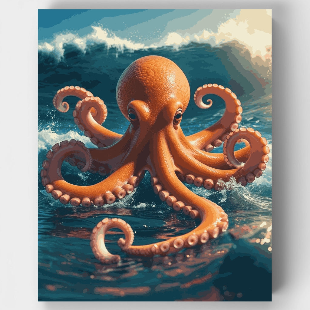 Kit de pintura por números: Pulpo del océano majestuoso — Estándar