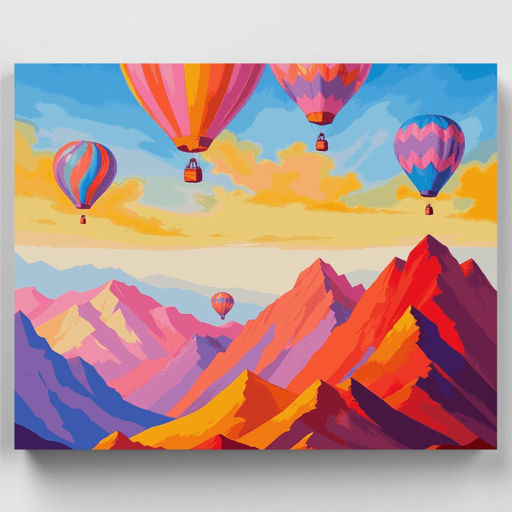 Globos aerostáticos en la montaña - Kit de pintura por números — Estándar