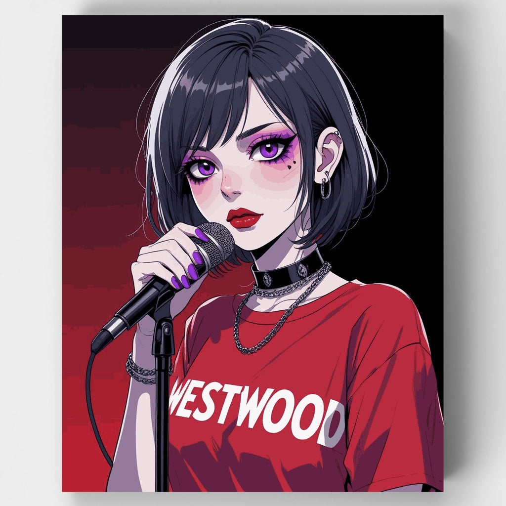 Kit de pintura por números: chica cantante de anime con micrófono — Estándar