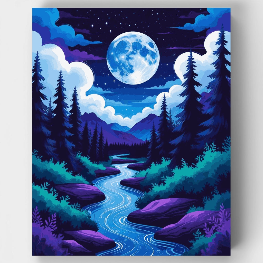 Moonlit Forest Stream - Paint by Numbers Kit
