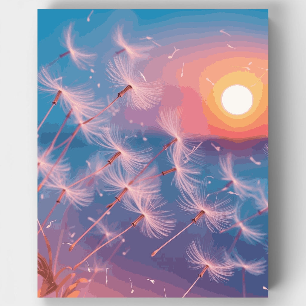 Kit de pintura por números - Atardecer de diente de león mágico — Estándar
