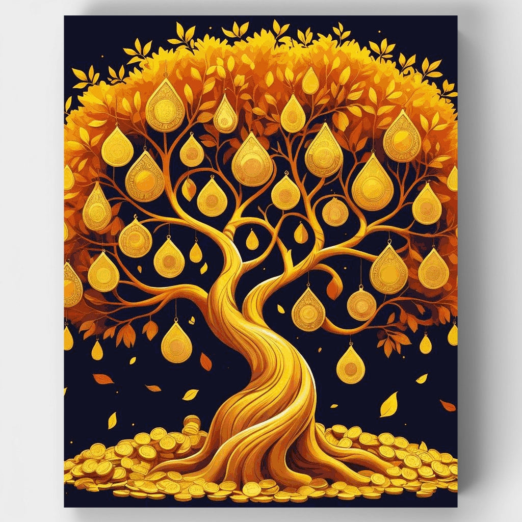 Árbol del dinero dorado - Kit de pintura por números — Estándar