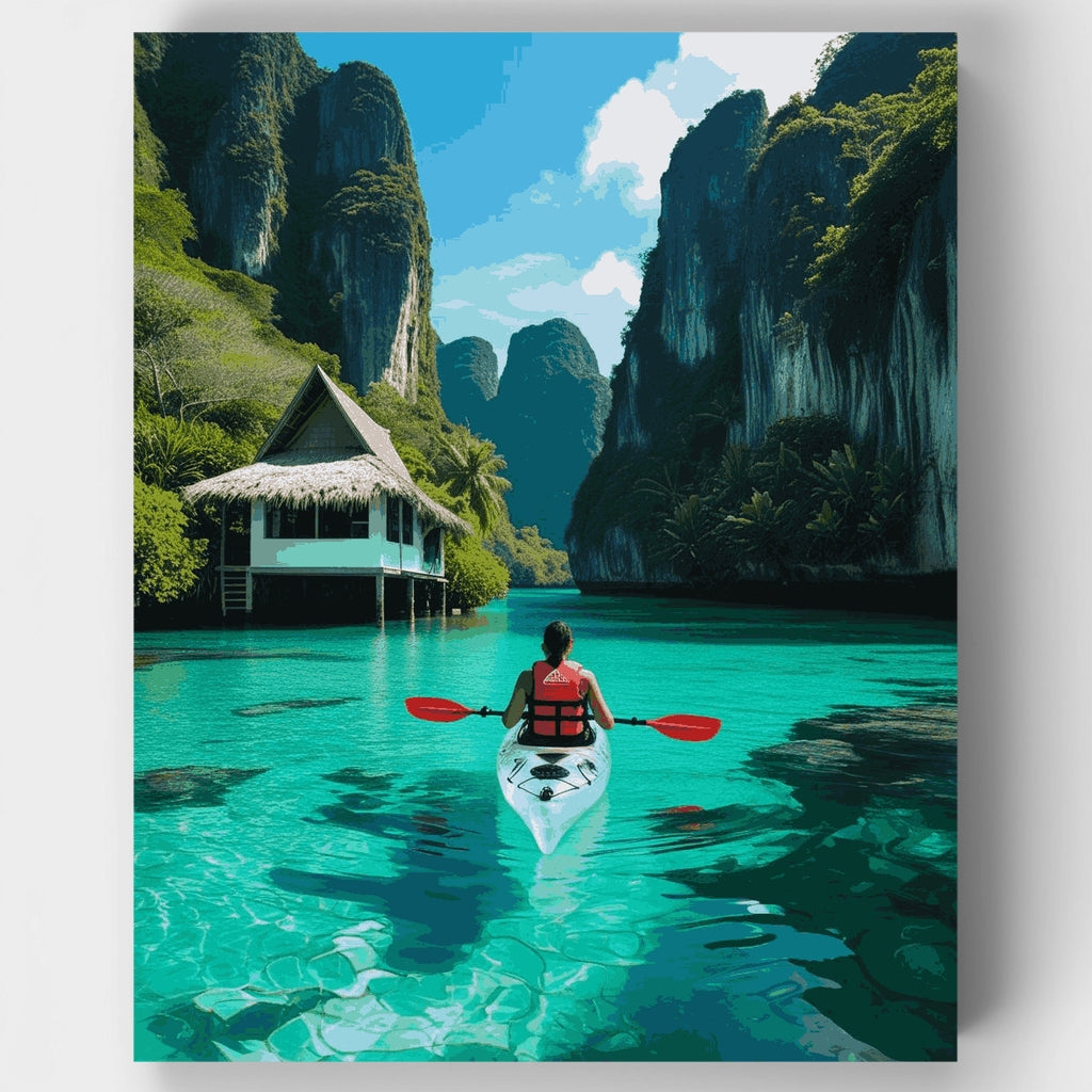 Aventura de kayak en el paraíso tropical - Kit de pintura por números — Estándar