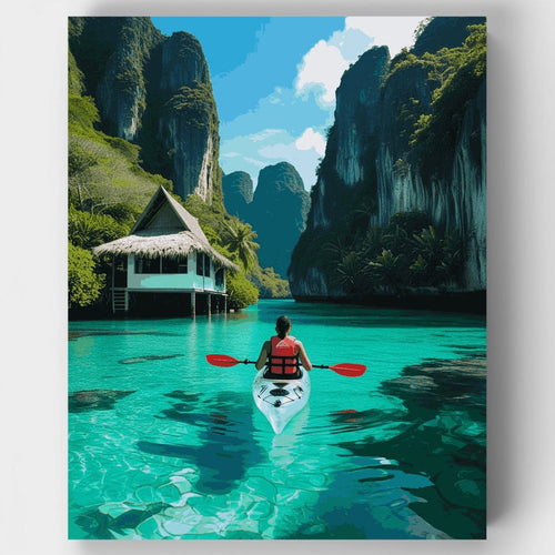 Tropical Paradise Kayaking Adventure - Paint by Numbers Kit