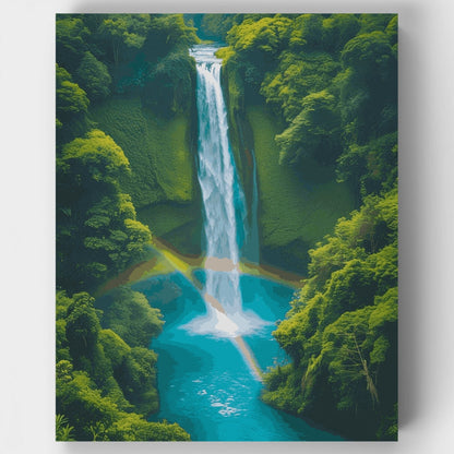 Tropical Waterfall Rainbow Paradise - Paint by Numbers Kit