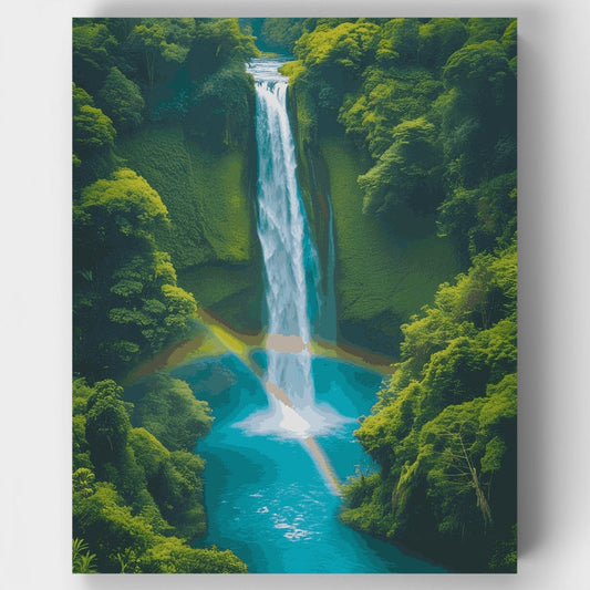 Tropical Waterfall Rainbow Paradise - Paint by Numbers Kit