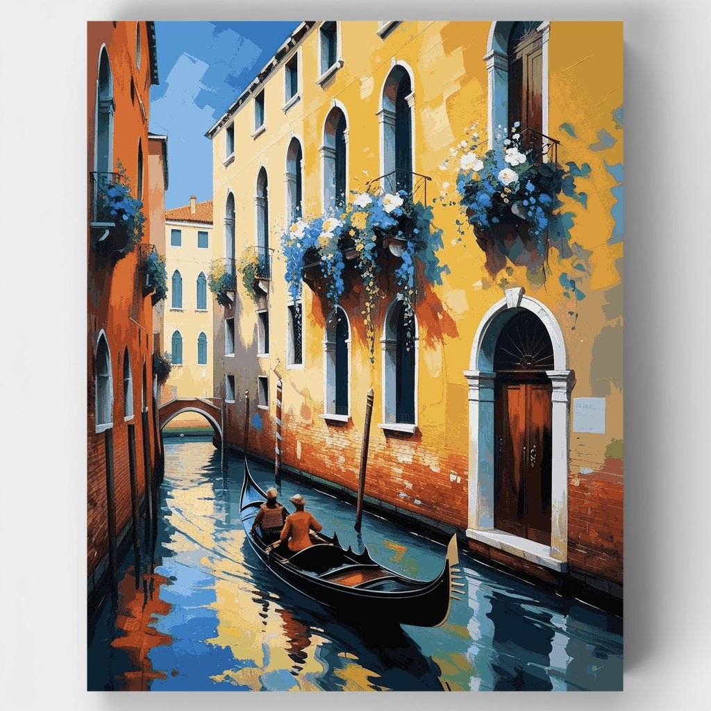 Kit de pintura por números - Góndola en el canal de Venecia — Estándar