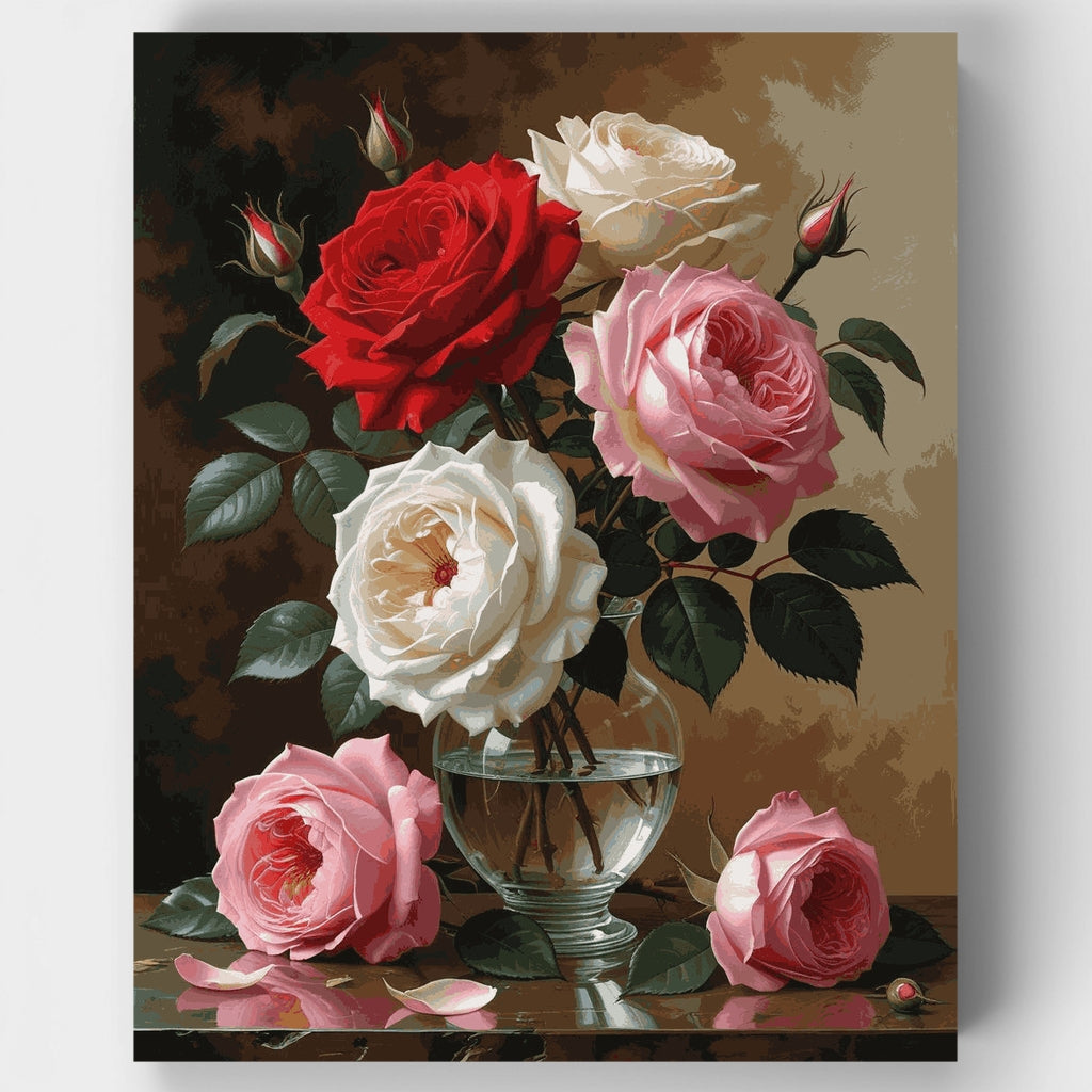 Bodegón de ramo de rosas clásico - Kit de pintura por números — Estándar