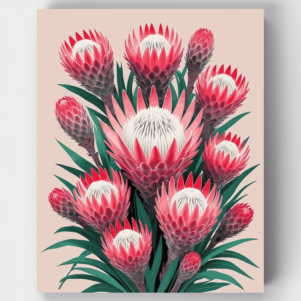 Ramo de flores protea rosa - Kit de pintura por números — Estándar