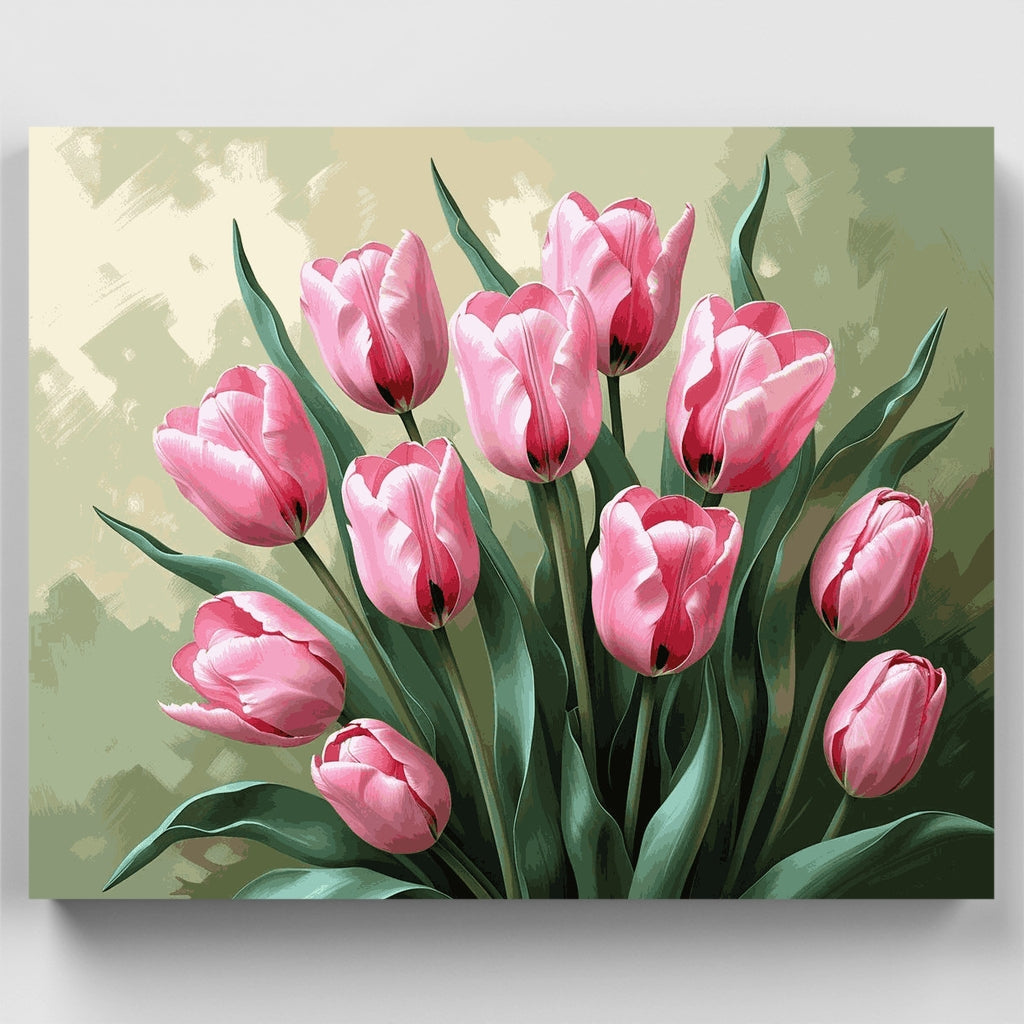 Arreglo de tulipanes rosas elegantes - Kit de pintura por números — Estándar