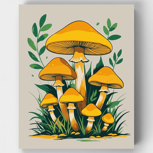 Golden Mushroom Garden - Paint by Numbers Kit