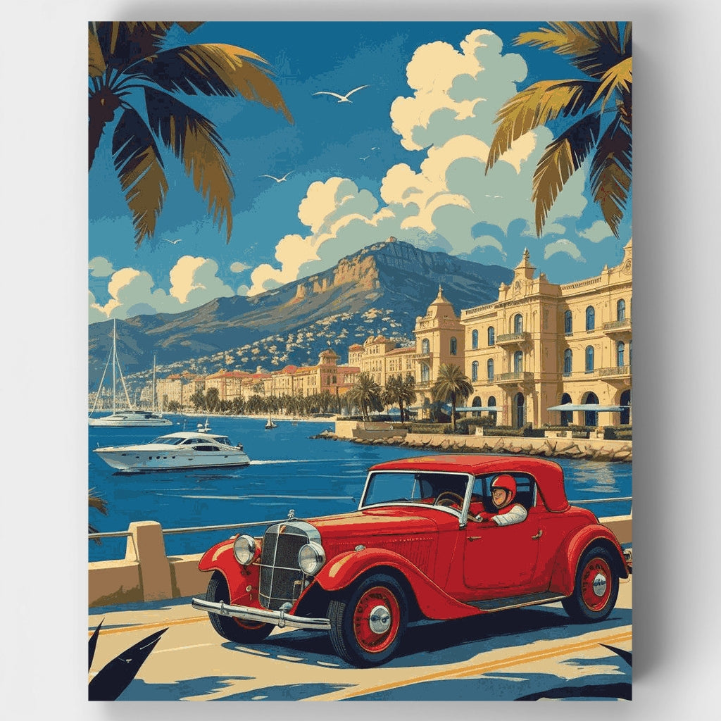Mediterranean Riviera Classic Car - Paint by Numbers Kit