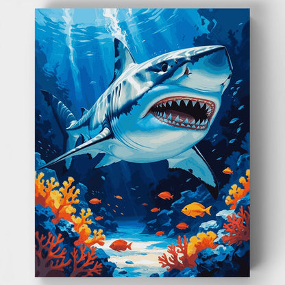 Great White Shark Coral Reef Adventure - Paint by Numbers Kit