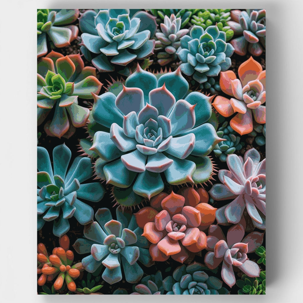 Colección de suculentas vibrantes: kit de pintura por números — Estándar