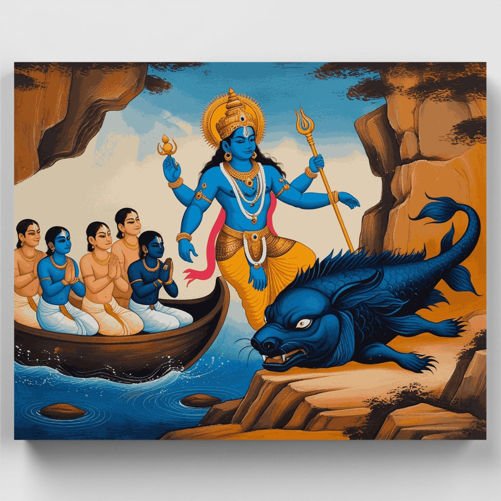 Señor Vishnu con devotos - Kit de pintura por números — Estándar