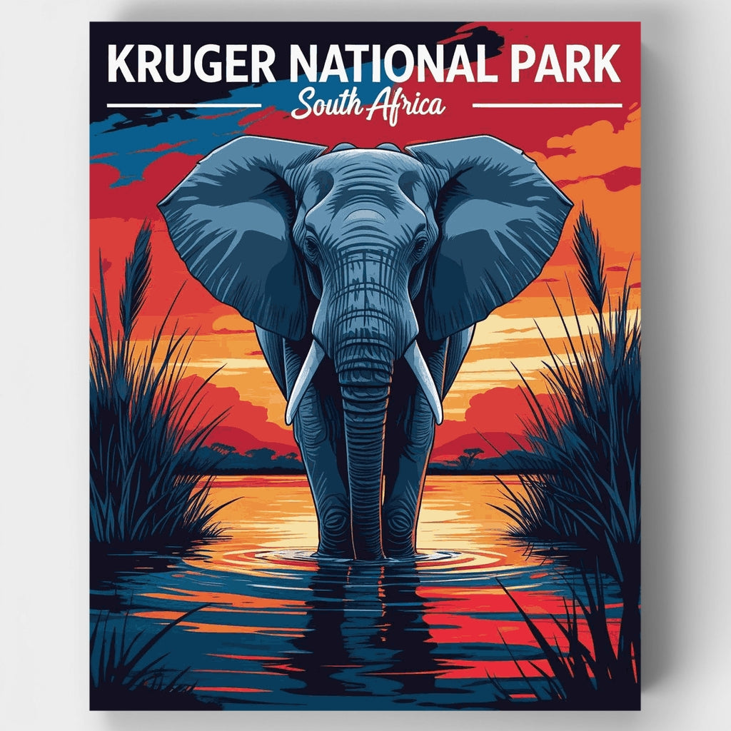 Kruger Elephant at Sunset - Paint by Numbers Kit