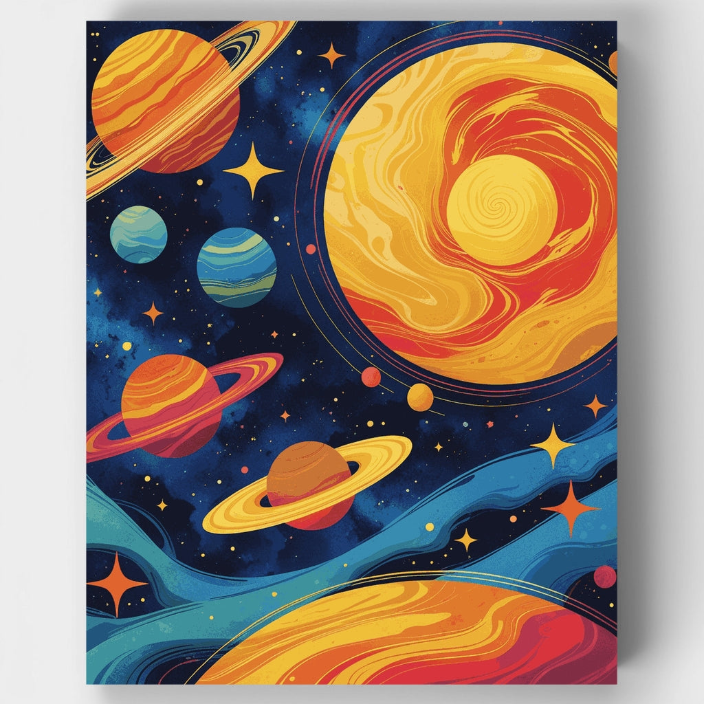 Kit de pintura por números: Sistema solar colorido — Estándar