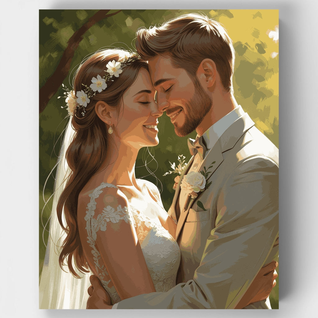 Kit de pintura por números - Pareja de novios abrazados — Estándar