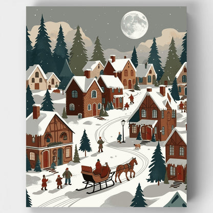 Moonlit Christmas Village - Paint by Numbers Kit