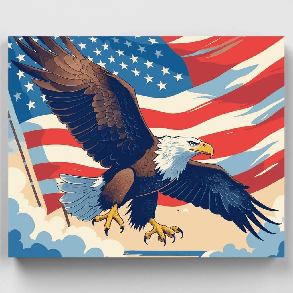 Águila americana con bandera - Kit de pintura por números — Estándar