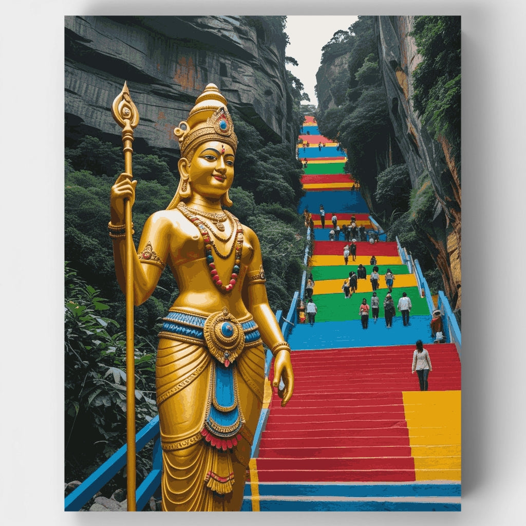 Escalones arcoíris de las Cuevas de Batu - Kit de pintura por números — Estándar