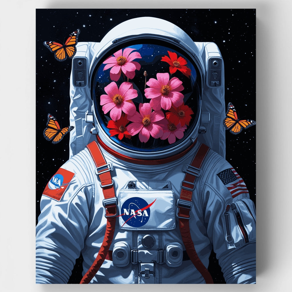 Kit de pintura por números: Astronauta de flor cósmica — Estándar