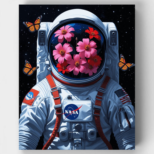 Cosmic Bloom Astronaut - Paint by Numbers Kit