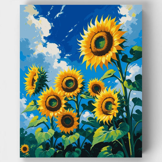 Sunflowers Under Blue Sky - Paint by Numbers Kit