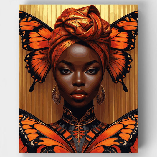 African Butterfly Queen Portrait - Paint by Numbers Kit