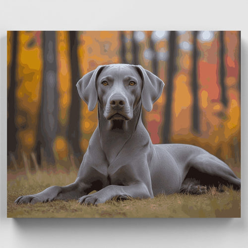 Weimaraner in Autumn Forest - Paint by Numbers Kit