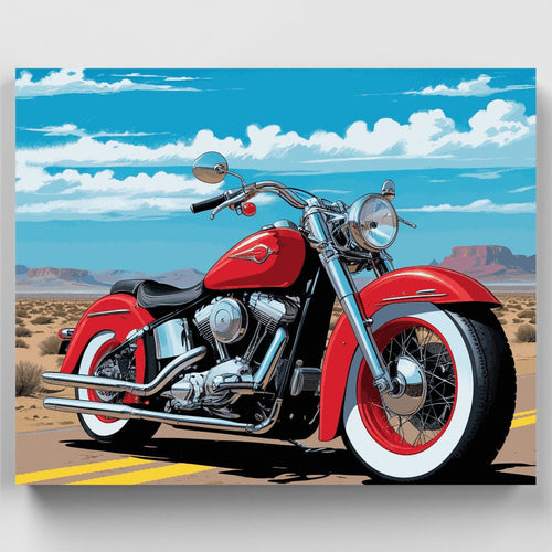 Desert Highway Motorcycle - Paint by Numbers Kit