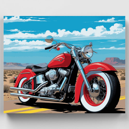 Desert Highway Motorcycle - Paint by Numbers Kit