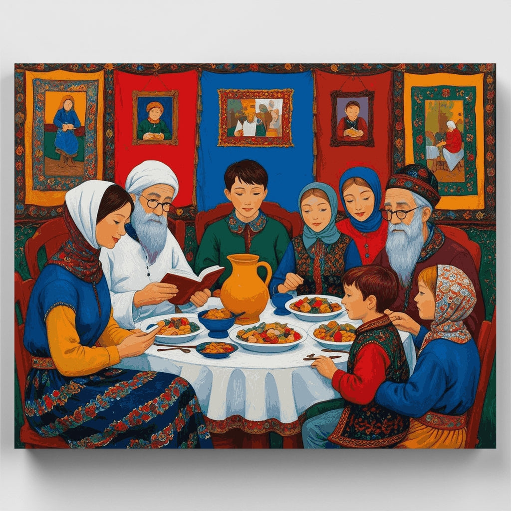 Celebración del Séder de Pésaj en familia - Kit de pintura por números — Estándar