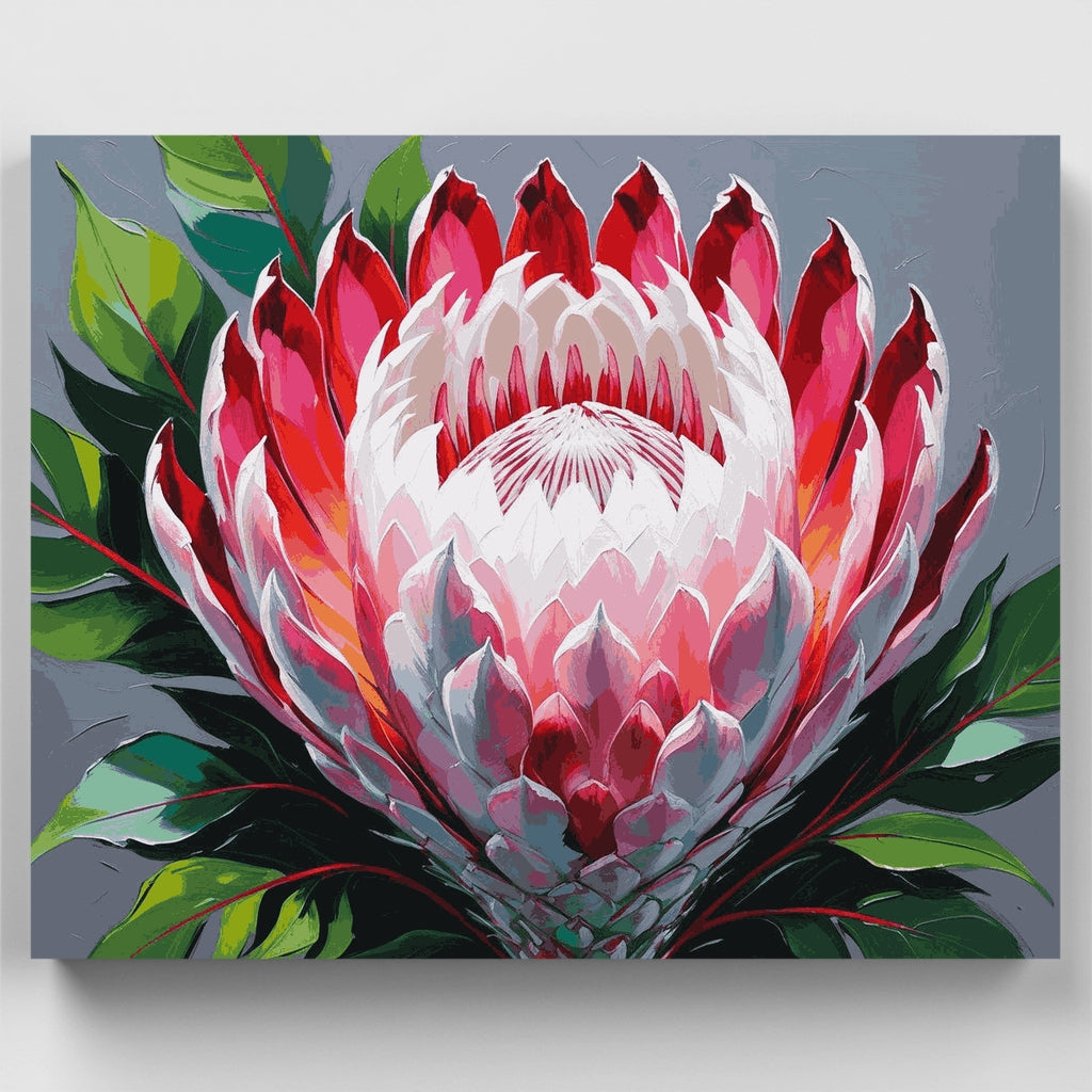 Kit de pintura por números - Flor de protea rosa intenso — Estándar