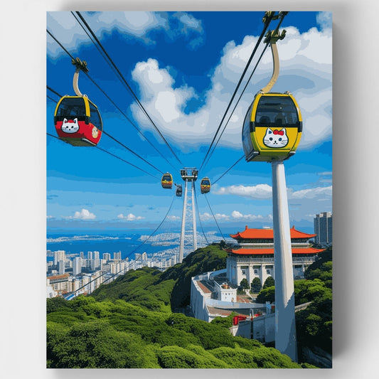 Cats Cable Car Adventure - Paint by Numbers Kit
