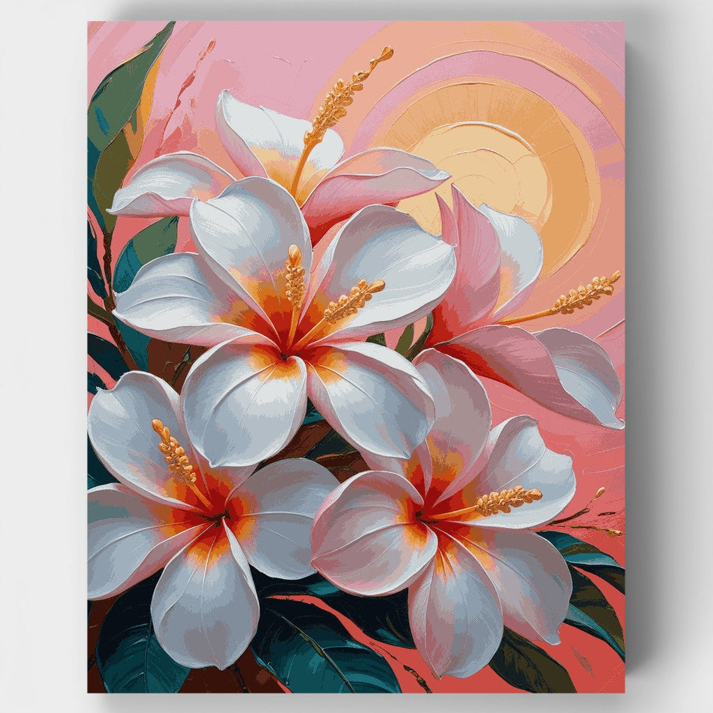 Kit de pintura por números - Atardecer de hibisco tropical — Estándar