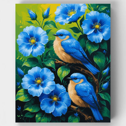Blue Birds and Blooms - Paint by Numbers Kit