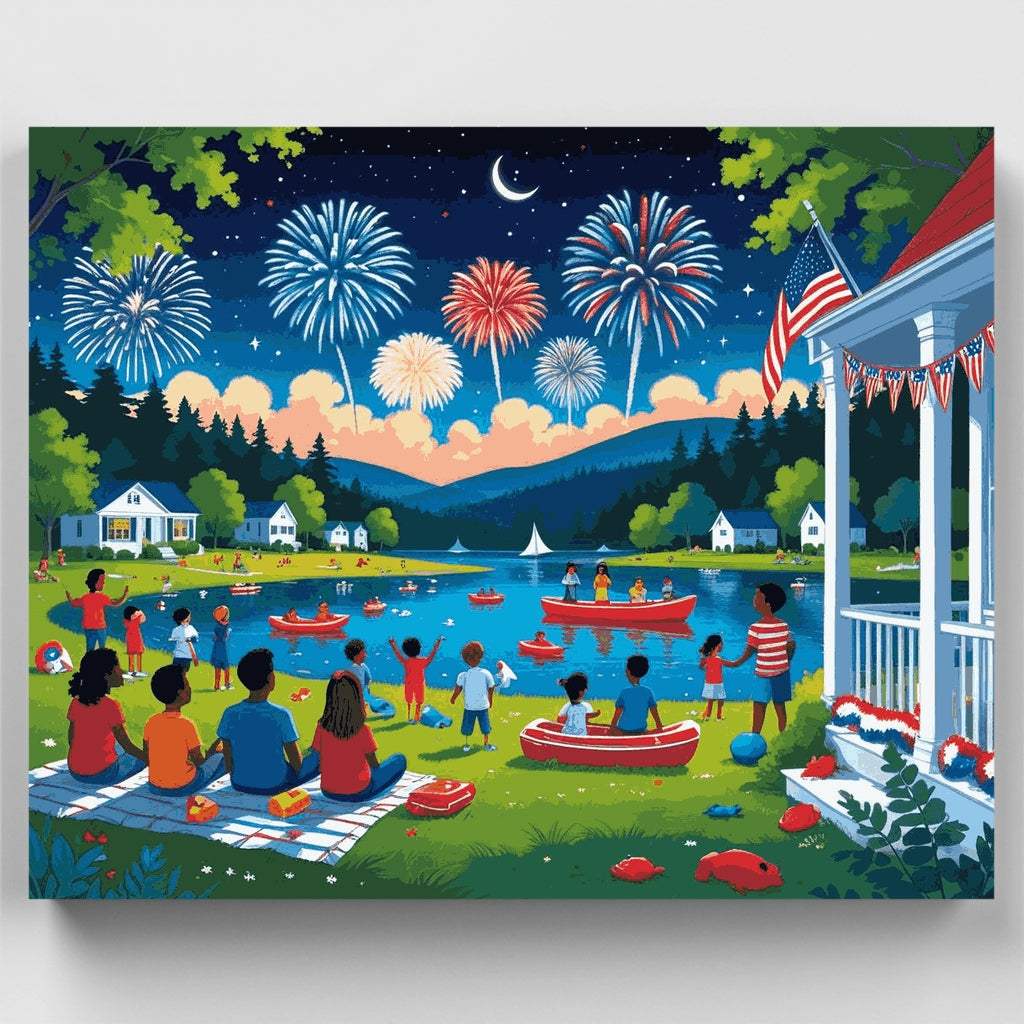 Fourth of July Lakeside Celebration - Paint by Numbers Kit