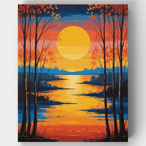 Sunset Lake Reflection - Paint by Numbers Kit