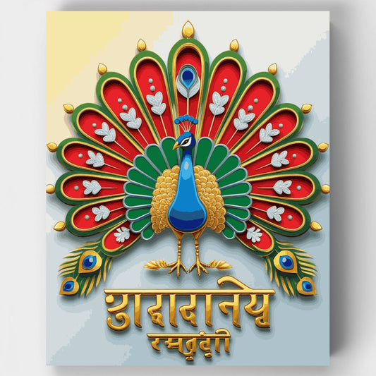 Ornate Peacock Diwali Celebration - Paint by Numbers Kit