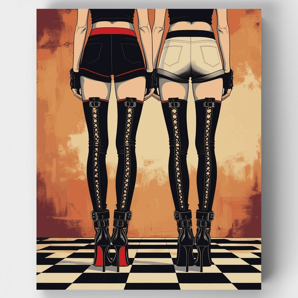 Figuras de anime estilizadas con moda fetiche - Kit de pintura por números — Estándar